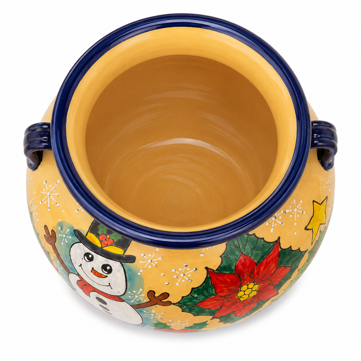 Ceramic Christmas Snowman Planter Pot with Handles