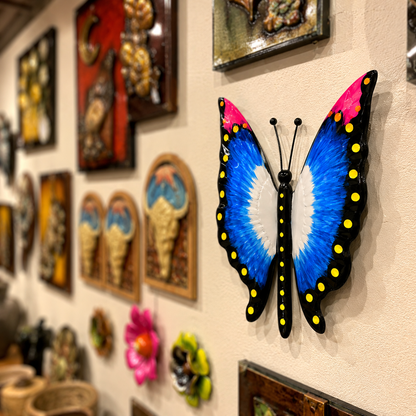 Hand Painted Metal Butterfly Wall Decor
