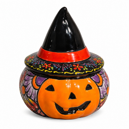 Ceramic Pumpkin Witch Hat Halloween Container