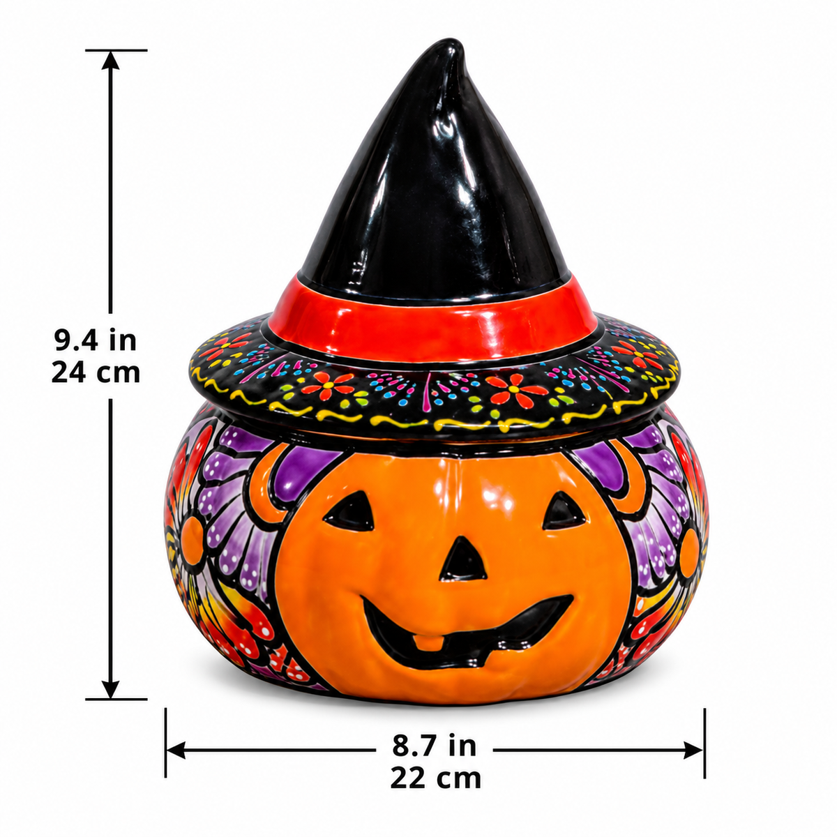 Ceramic Pumpkin Witch Hat Halloween Container