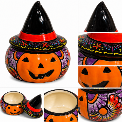 Ceramic Pumpkin Witch Hat Halloween Container