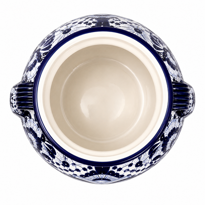 Hand Painted Ceramic Round Planter with Handles