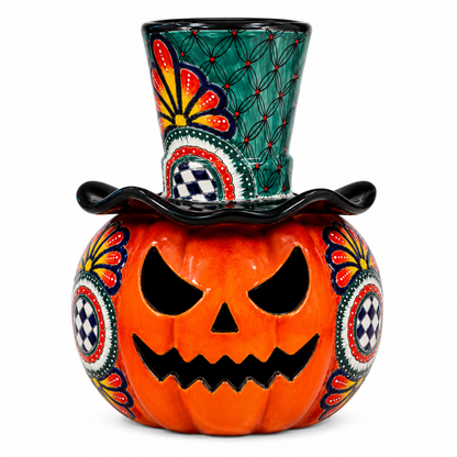 Hand Painted Ceramic Pumpkin with Top Hat