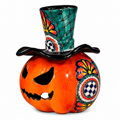 Hand Painted Ceramic Pumpkin with Top Hat