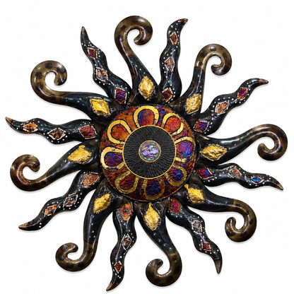 Hand Painted Metal Sun Wall Decor