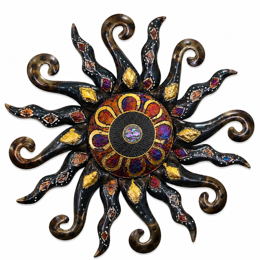 Hand Painted Metal Sun Wall Decor