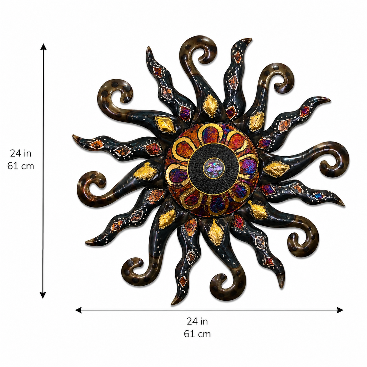 Hand Painted Metal Sun Wall Decor