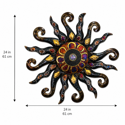 Hand Painted Metal Sun Wall Decor
