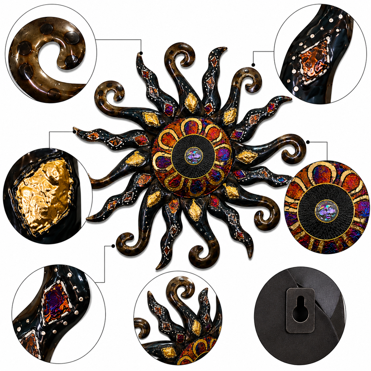 Hand Painted Metal Sun Wall Decor