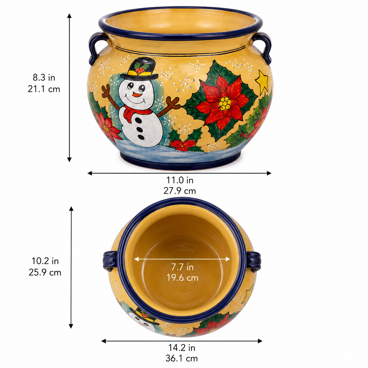 Ceramic Christmas Snowman Planter Pot with Handles