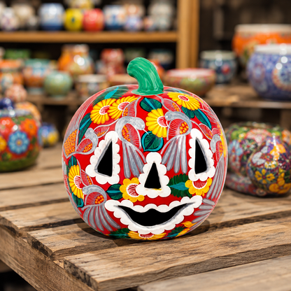 Hand Painted Pumpkin Face Tabletop Decoration